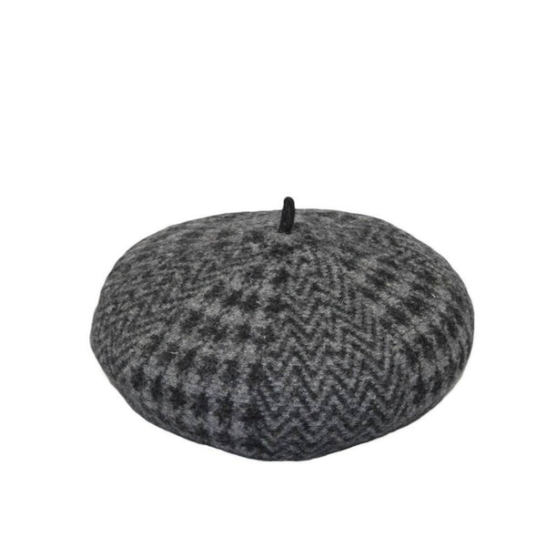 Claire Houndstooth Wool Beret