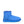 Blue ankle-height boot with a rounded toe and a flat sole on a white background.