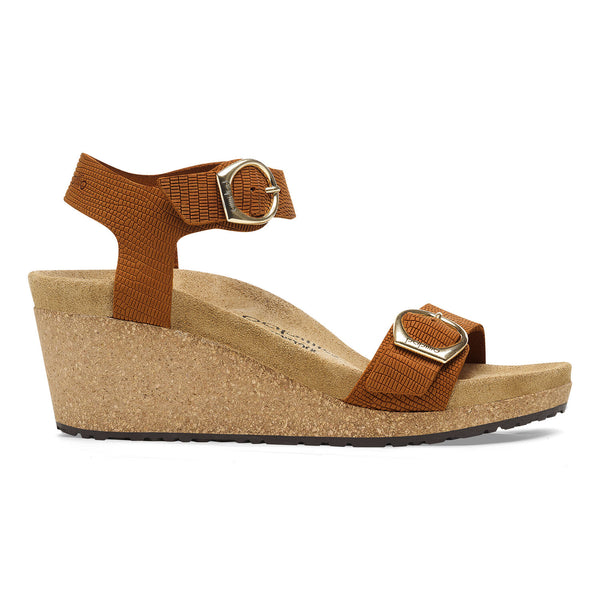 Soley Orange Embossed Nubuck Wedge