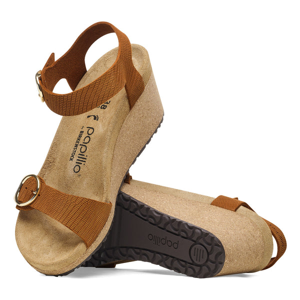 Soley Orange Embossed Nubuck Wedge