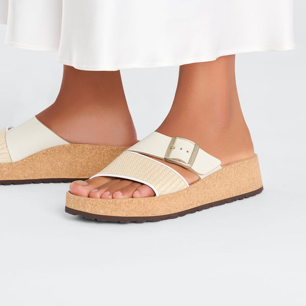 Almina White Raffia Sandal