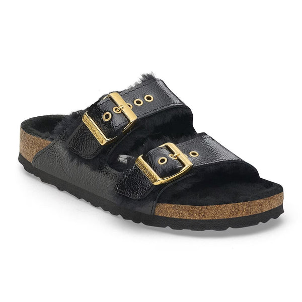 Arizona Shiny Black Shearling Gold