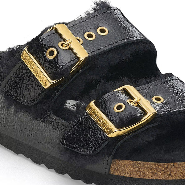 Arizona Shiny Black Shearling Gold