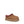 Brown suede slip-on shoe with red stitching and thick rubber sole.