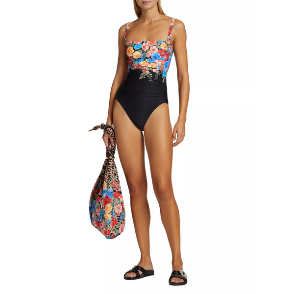 Black Royal Ruched One Piece Swim