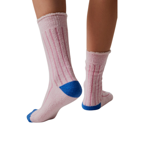 Pink Plush Inside Out Crew Socks