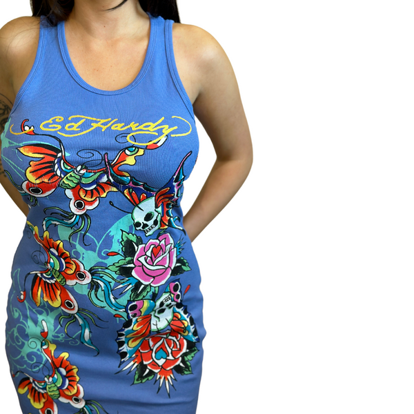 Butterflies Rib Tank Dress