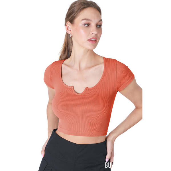 Notch Neck Crop Top