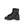 Black fur-lined boot with hook-and-loop fasteners and a side zipper on a white background.