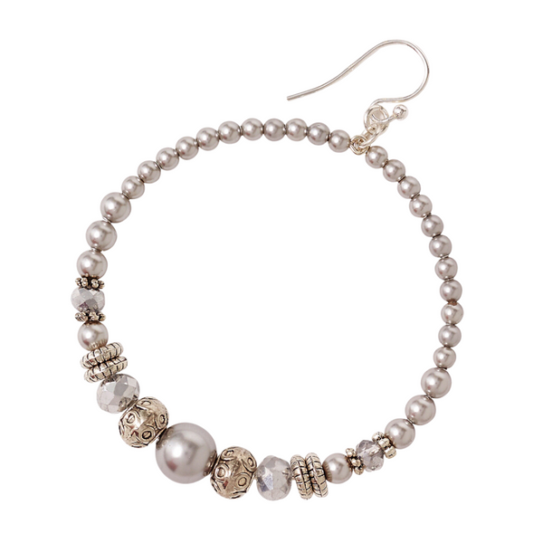 Grey Pearl Beaded Hoops