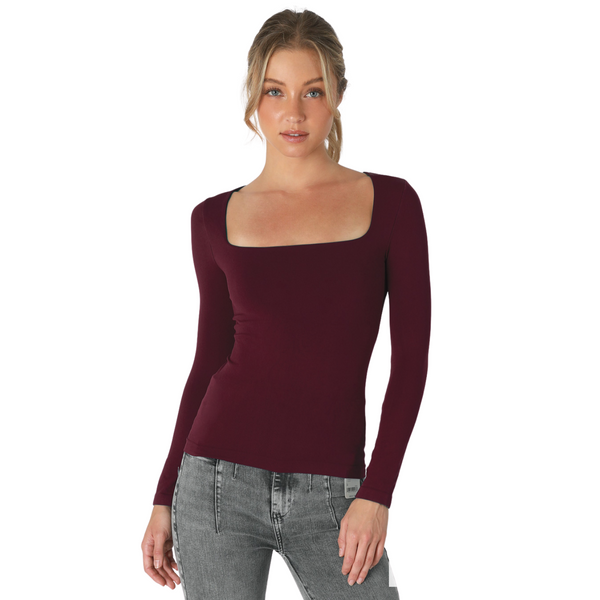 Double Lined Square Neck Long Sleeve