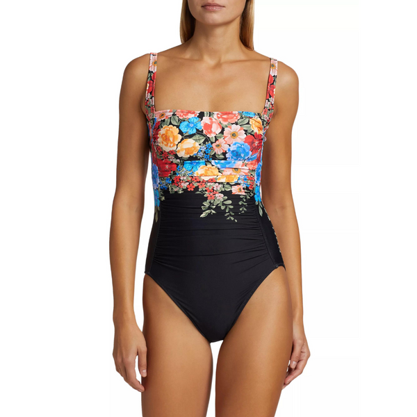 Black Royal Ruched One Piece Swim