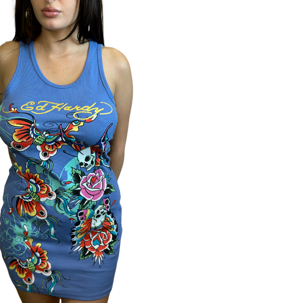 Butterflies Rib Tank Dress