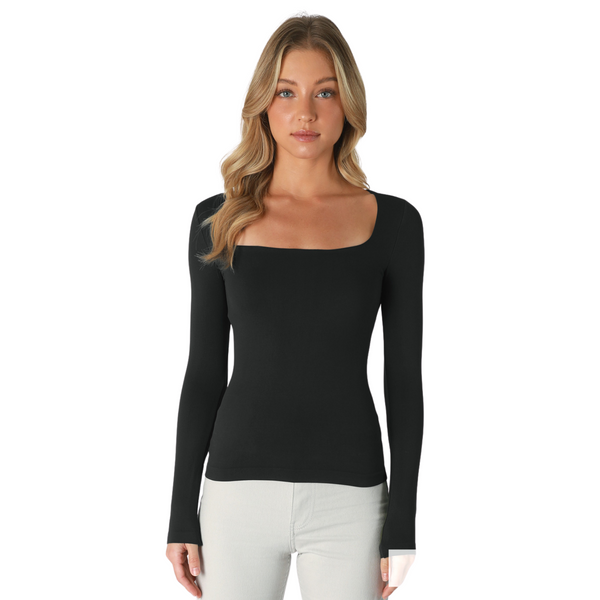 Double Lined Square Neck Long Sleeve