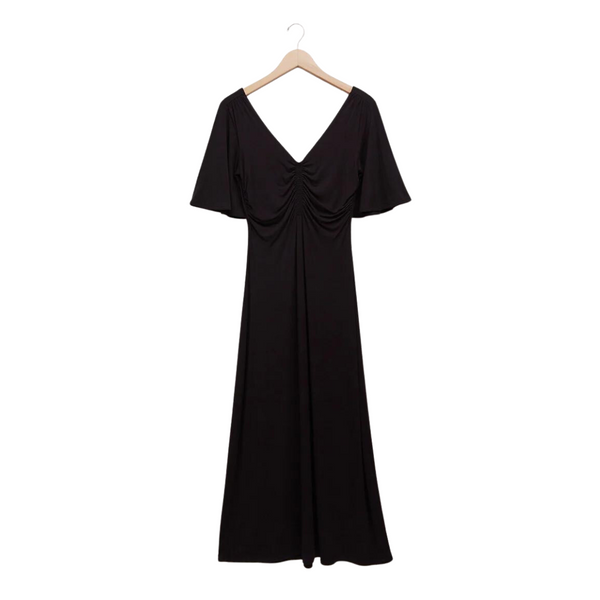 Kara Flutter Sleeve Midi Dress Black