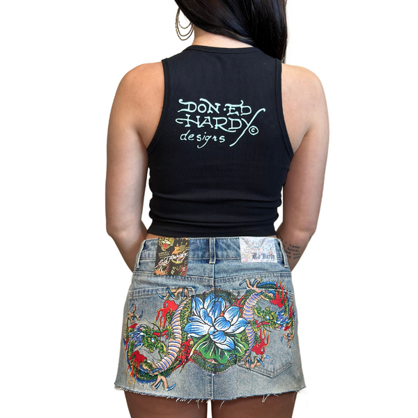 Dragon Denim Mini Skirt