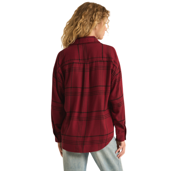 River Plaid Button Up Red Dahlia