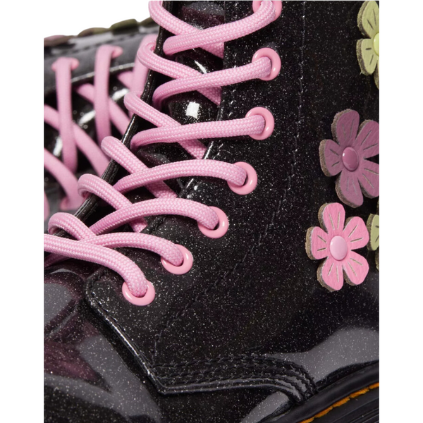 1460 Youth Black Glitter & Flower Applique