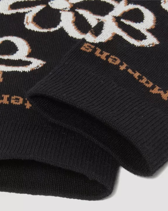 Scribble Floral Sock Black