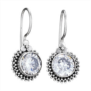 Round Faceted White Topaz Earrings