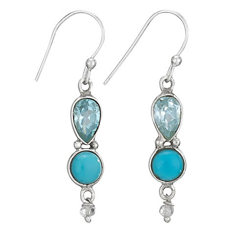 Blue Topaz Turquoise Dangle Earrings