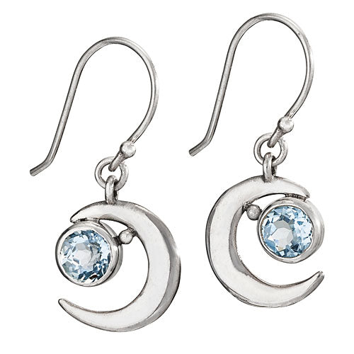 Blue Topaz Moon Earrings