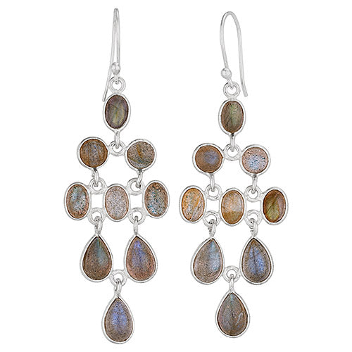 Labradorite Diamond Earrings