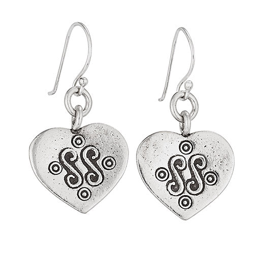 Stamped Heart Earrings