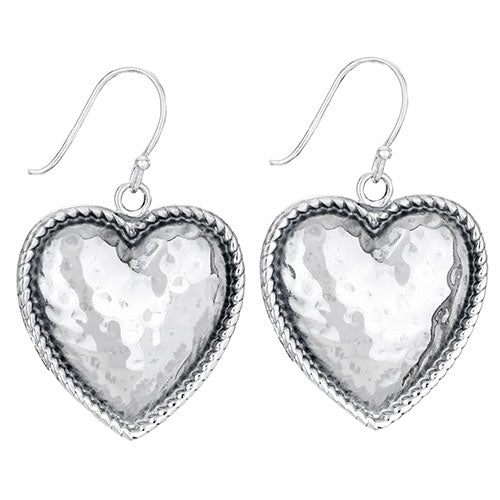 Large Hammered Heart Earrings