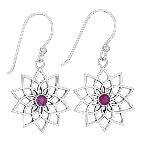 Open Flower Ruby Earrings