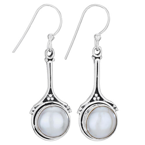 Long Drop Large Pearl Earrings