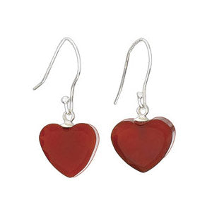 Faceted Carnelian Heart Earrings