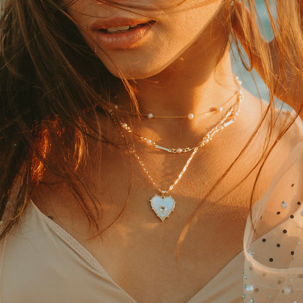 Vivian Pearl Heart Necklace