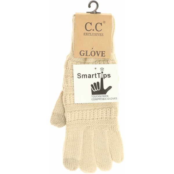 Solid Cable Knit Gloves