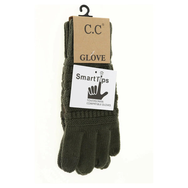 Solid Cable Knit Gloves