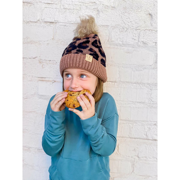 Kid's Leopard Pom Beanie