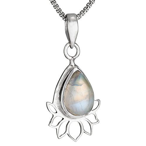 Moonstone Lotus Necklace