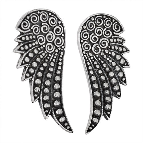 Large Detailed Wing Stud Earrings