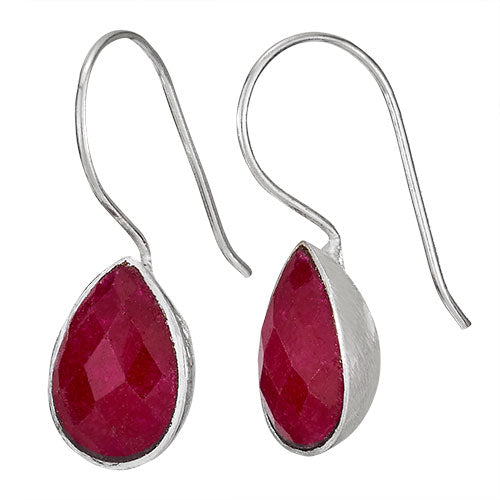 Faceted Ruby Teardrop Earrings