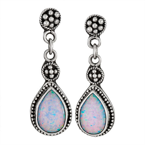 Opal Teardrop Dangle Stud Earrings