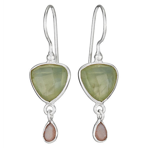 Prehnite Triangle Earrings