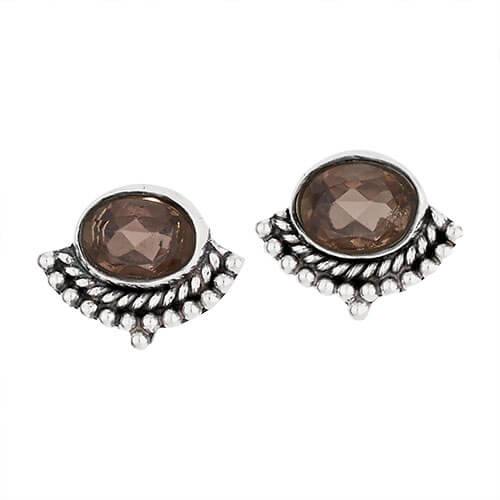 Smokey Topaz Stud Earrings