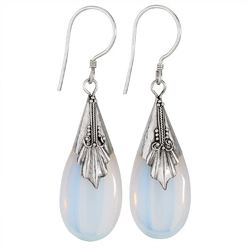 Opalite Glass Teardrop Earrings