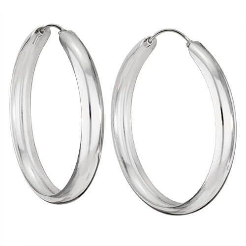 Smooth Large Silver Hoops