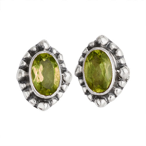 Peridot Ball Frame Stud Earrings