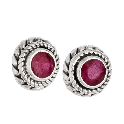 Ruby Ball Stud Earrings