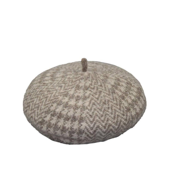 Claire Houndstooth Wool Beret