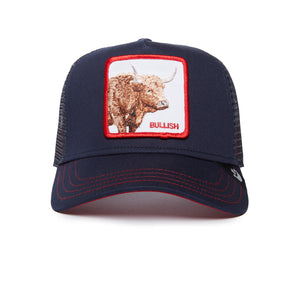 Navy blue cap with a patch depicting a bull and the word 