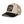 Beige and black cap with an embroidered patch of a sloth and the word 