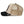 Beige and black cap with an embroidered patch of a sloth and the word 